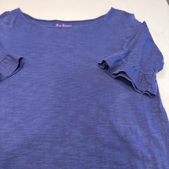 LILLY PULITZER Somerset Dress Size Small Navy Blue Ruffled Sleeves Women’s - Picture 8 of 9
